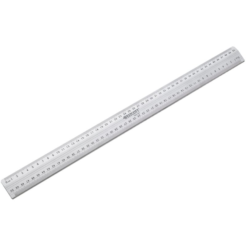 WESTCOTT snijliniaal aluminium, zilver, stalen snijkant, 300 mm